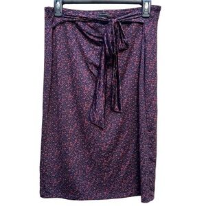 Halogen Skirt with Decorative Waist Tie Black & Maroon Size Medium